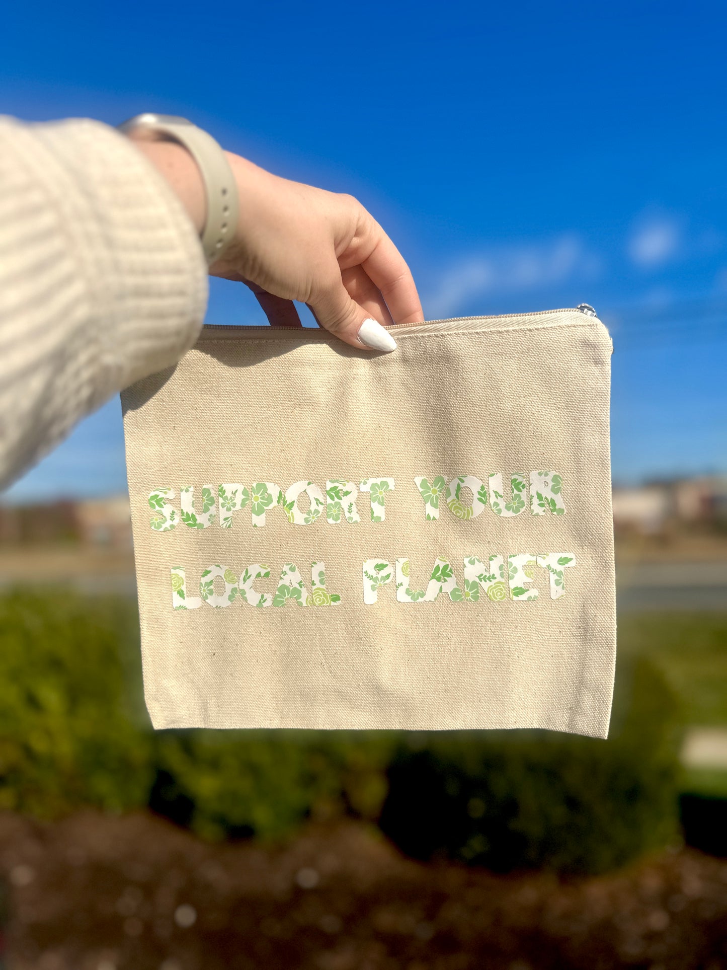 Support your local planet canvas pouch