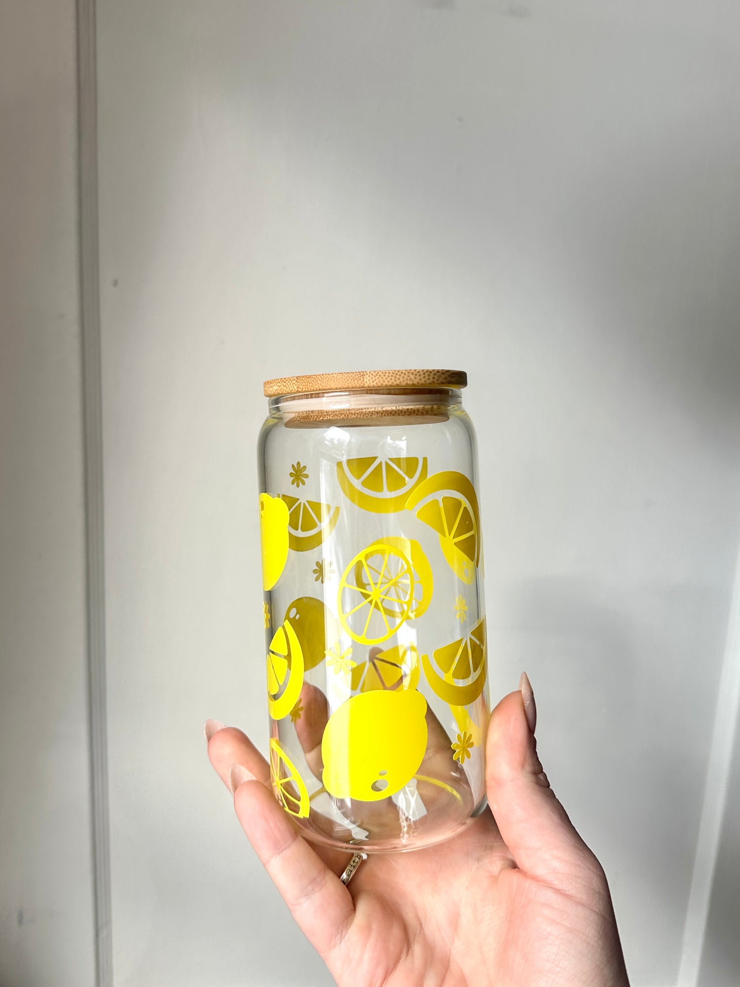 Lemon 16 oz glass cups