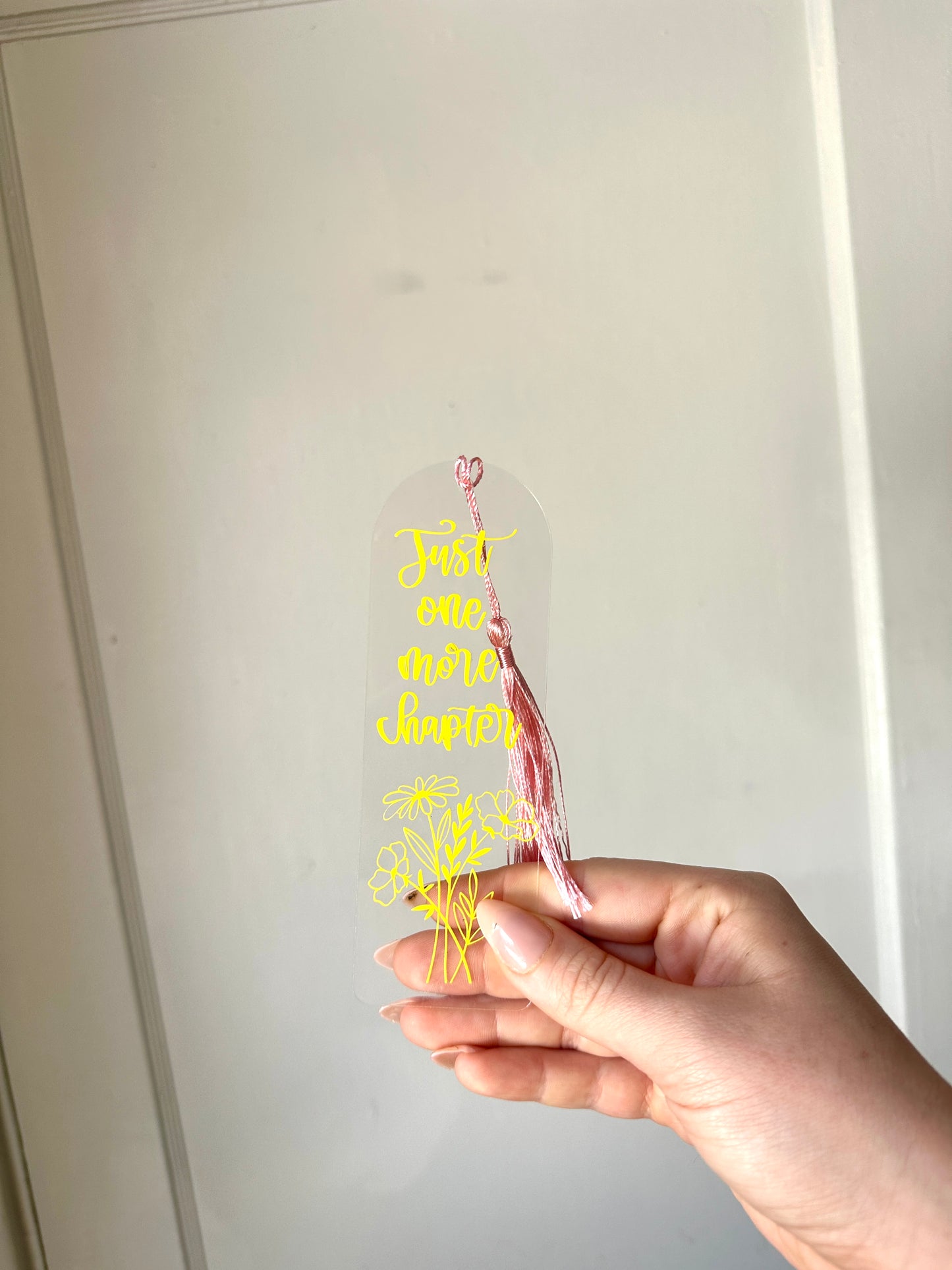 floral acrylic bookmarks with ribbon