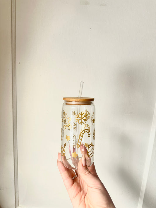 Holiday fun glass cup