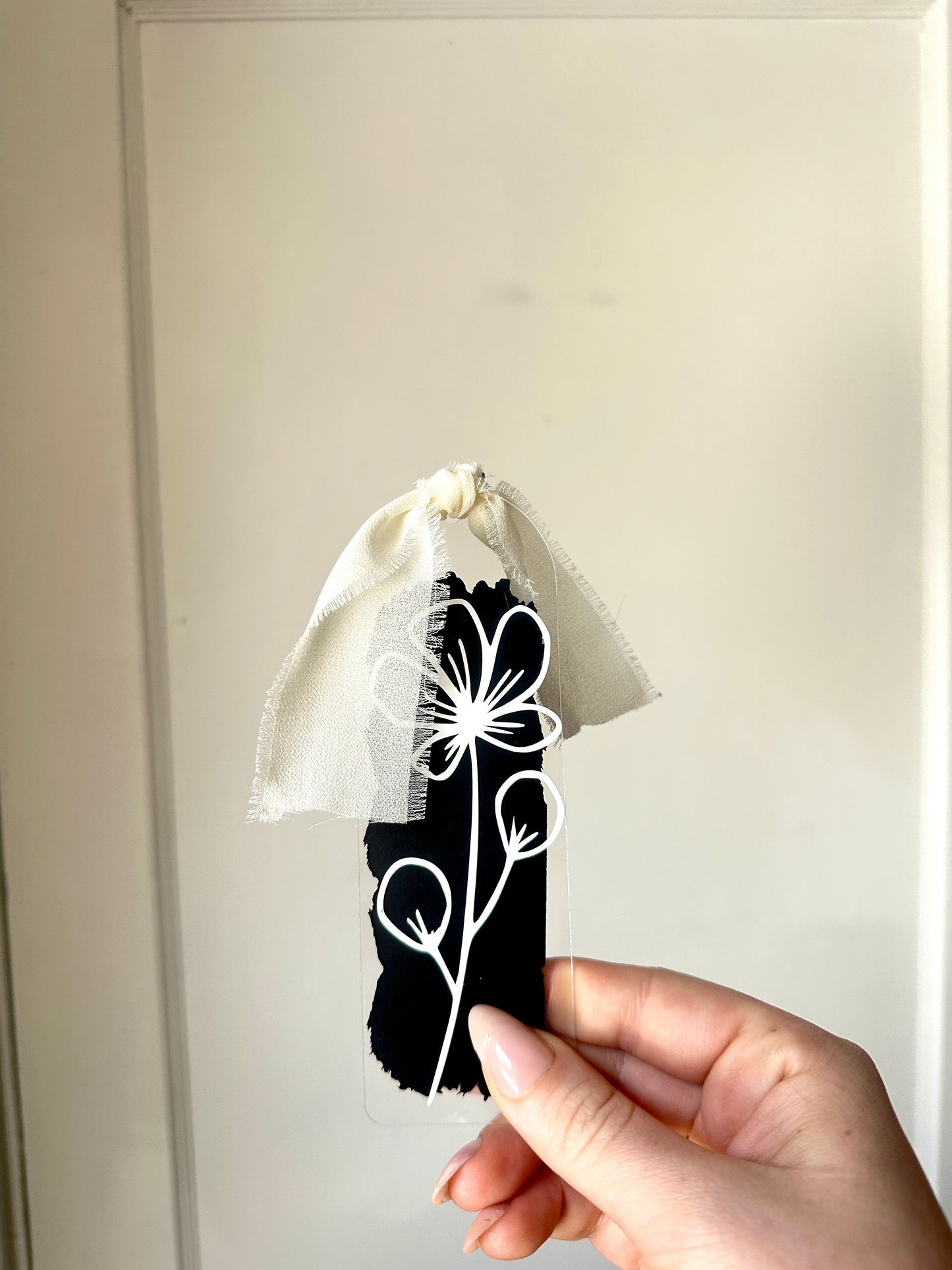 floral acrylic bookmarks with ribbon