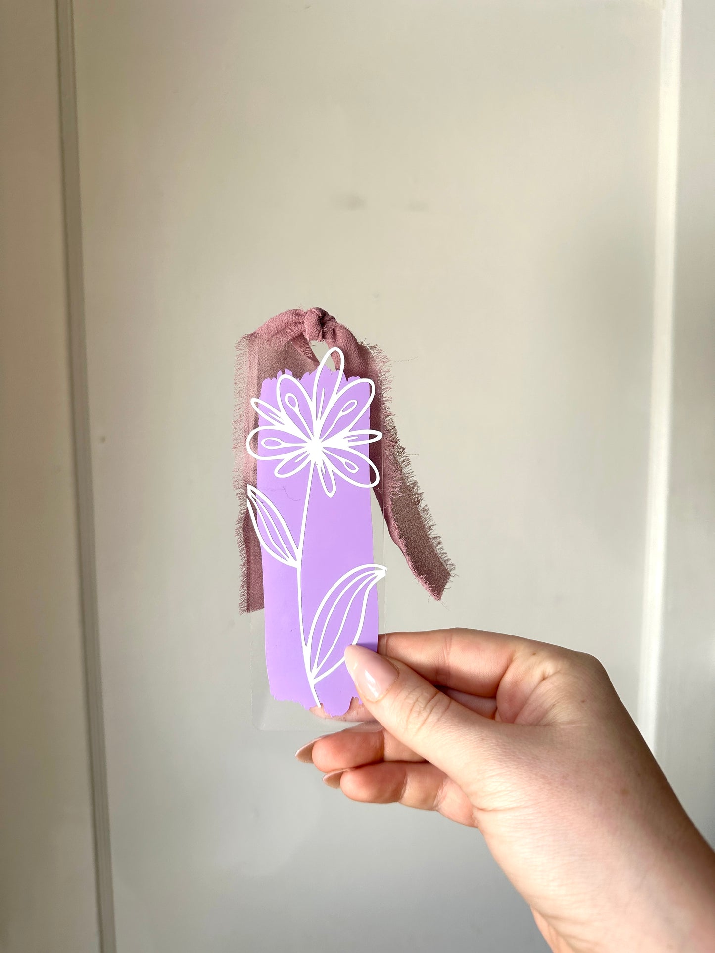 floral acrylic bookmarks with ribbon