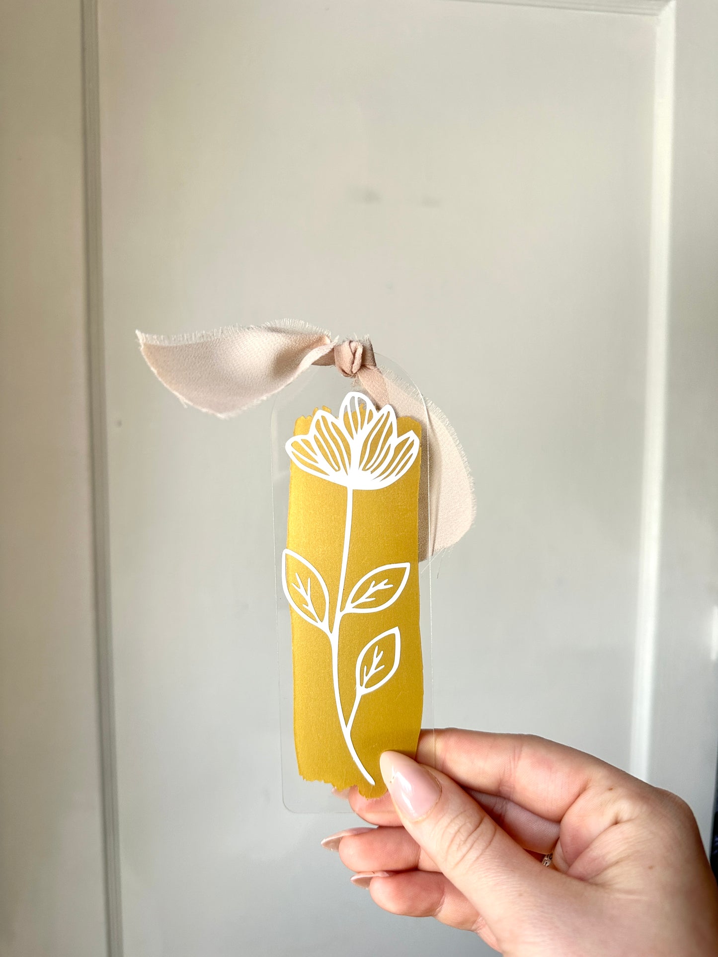 floral acrylic bookmarks with ribbon