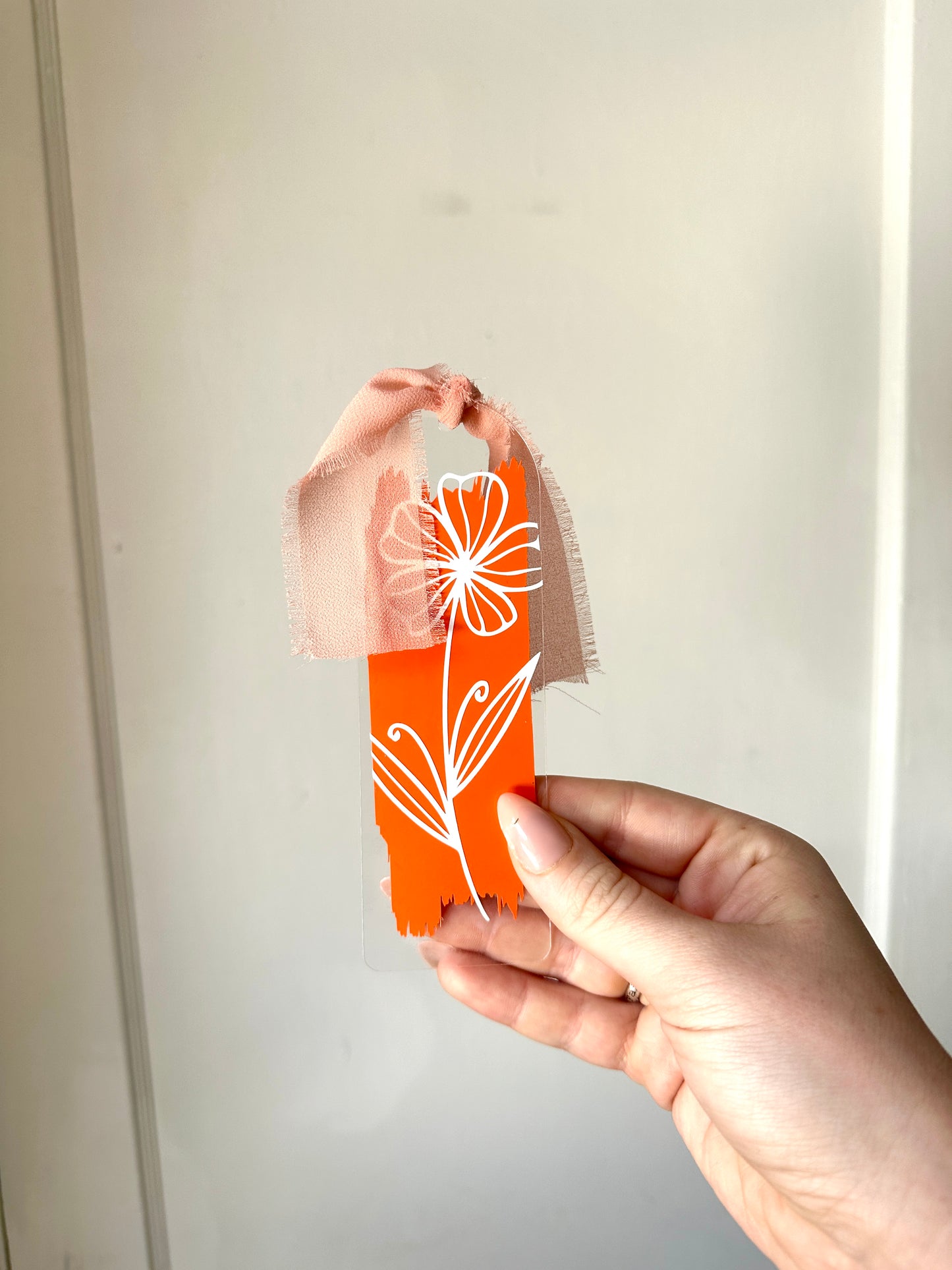 floral acrylic bookmarks with ribbon
